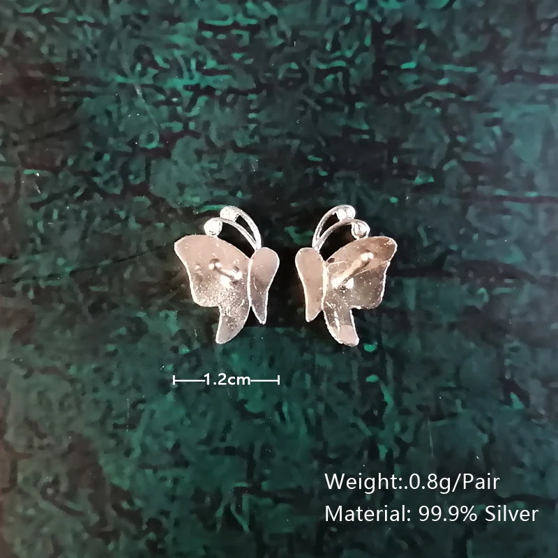 Женские серьги из серебра 999 пробы с синей бабочкой |