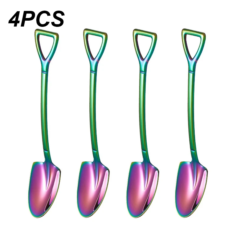 

4PCS Stainless Steel Coffee Spoon Tableware Set Retro Iron Spoon Ice Cream Spoon Creative Spoon Tea Tableware