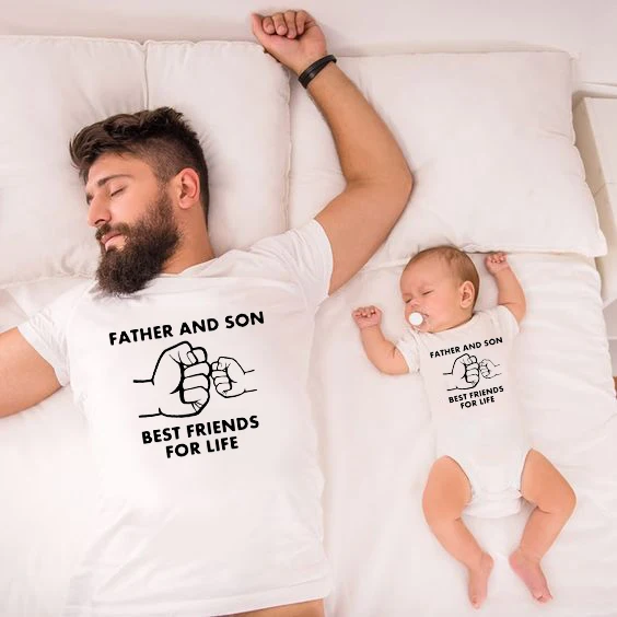 Одежда для папы и сына лучшие друзья жизни Семейные комплекты футболка всей