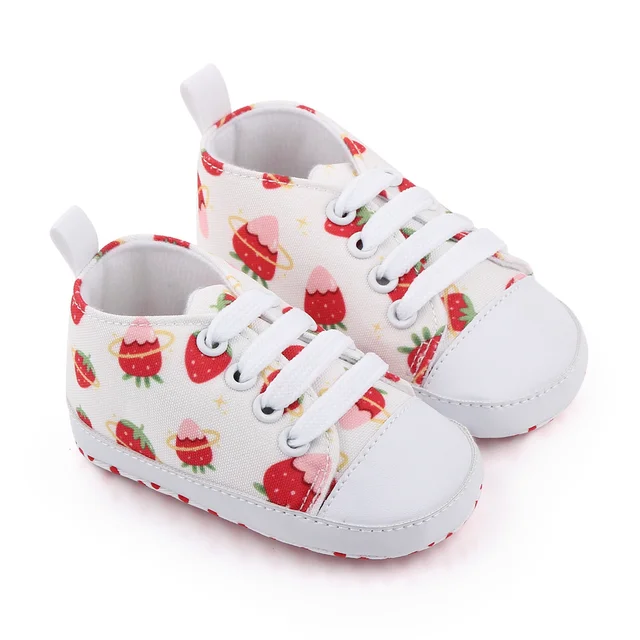 1 Pairs Lytwtw's Spring Autumn Cute Cartoon Strawberry Ice Cream Mustache Sports Baby Toddler Shoes Soft Sole Baby First Walkers 3