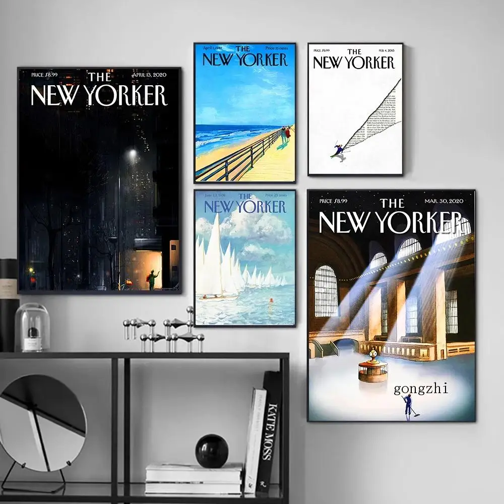 

The New Yorker Magazine Posters City Landscape Vintage Canvas Painting and Prints Wall Art Pictures Living Room Home Decoration