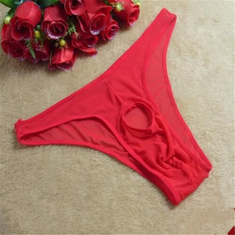 

Excited sexy underwear men's underwear panties front open pocket thong hole hollow thong The secret that can't be told