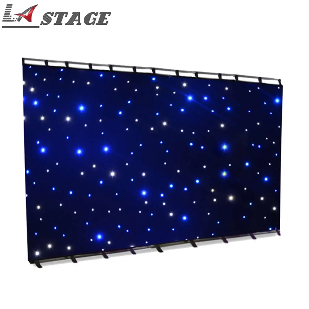 

Free Shipping 4*6m Led Light Effects Star Curtain Star Cloth Stage Drapes Go With Lighting Controller For Wedding Backdrops