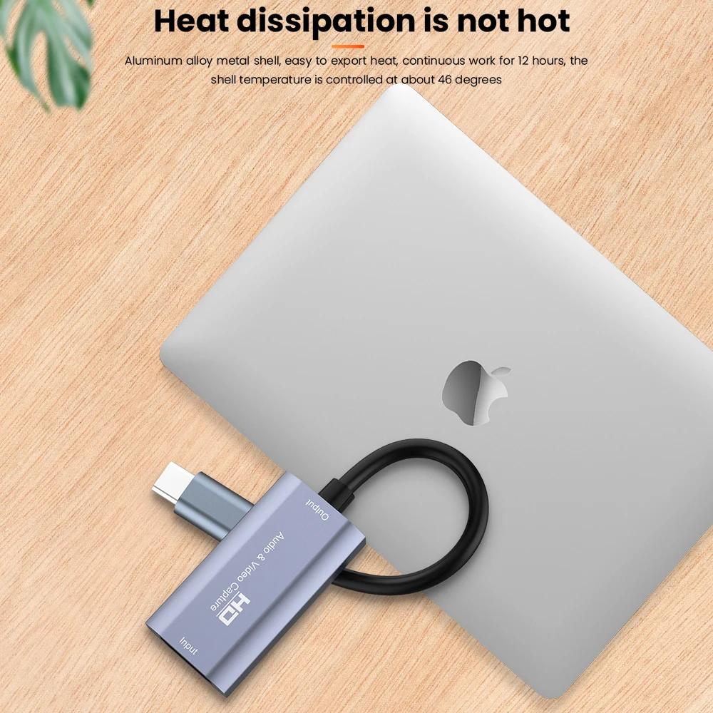 

Type C To HDMI-Compatible Adapter Capture Card 4K DH Audio Video Capture Card Video Recording&Live Broadcast USB C Capture Card