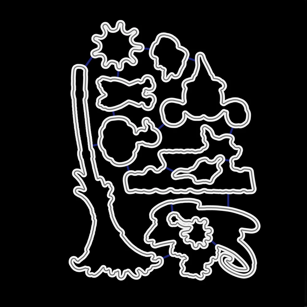 

AZSG Halloween Witch Clear Stamps Cutting Dies For DIY Scrapbooking/Album Card Make Decorative Rubber Stamp Craft