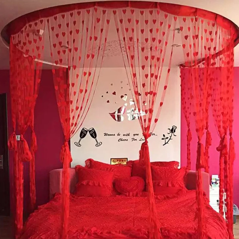 

Ready Made String Curtains W1m *H2m Heart Shape Romantic Tulle Curtain For Living Room Door Partition Wall Vestibule Curtain 9