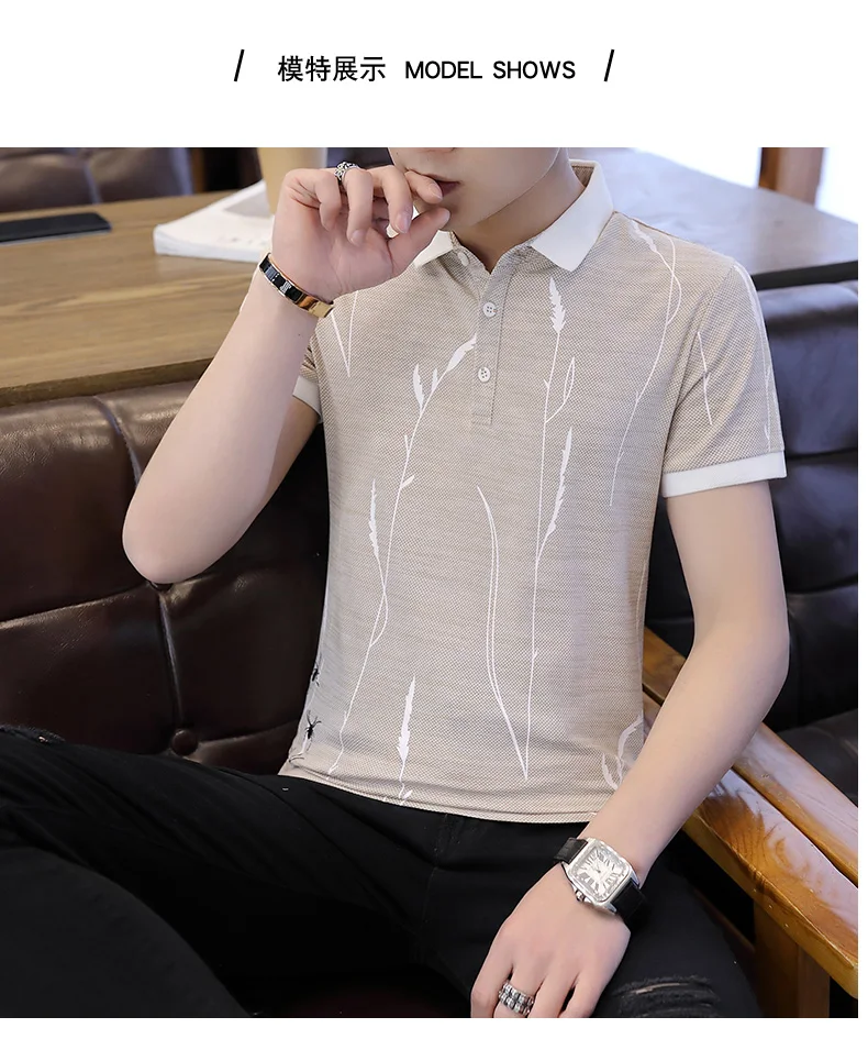 

Мужская хлопковая модная повседневная футболка с коротким рукавом 16005