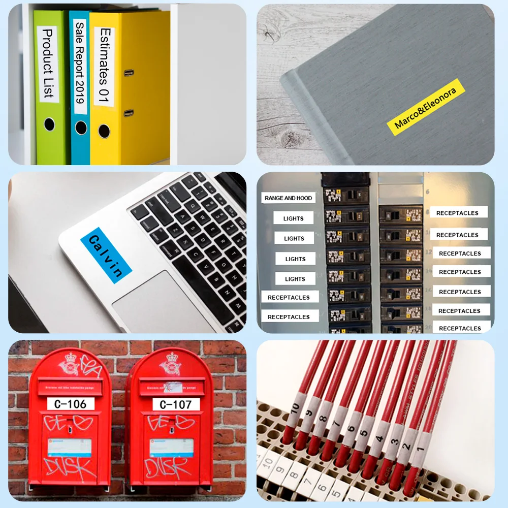 

Compatible for Brother TZe-615 TZe-625 TZe-635 Laminated Tape White on Yellow 6/9/12mm Label for Brother P touch Label Maker