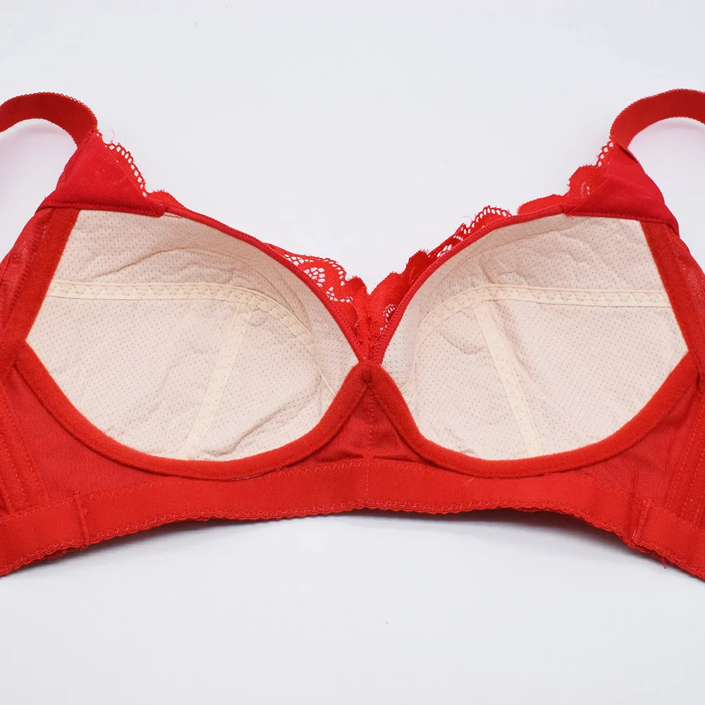 

Elegant Women Lace Bra Sexy Lingerie Push Up Wide Shoulder Strap Brassiere Light Padded Wireless Embroidery Underwear Tops