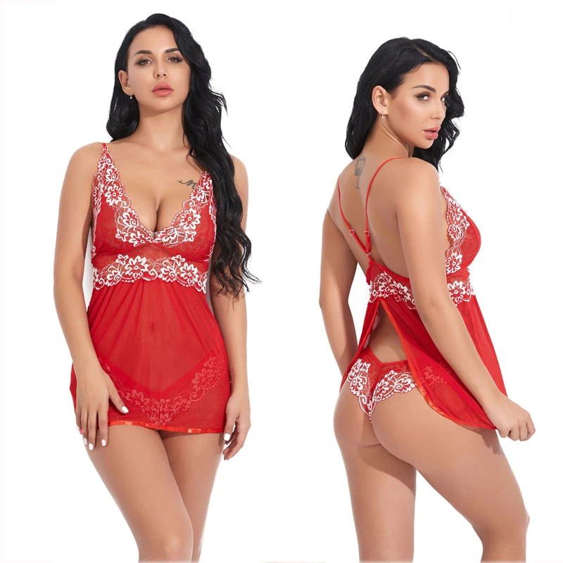 

Женское сексуальное нижнее белье, эротическое платье, Прозрачная Кружевная Пижама, одежда для сна, ночная рубашка, стринги, сексуальные кос...