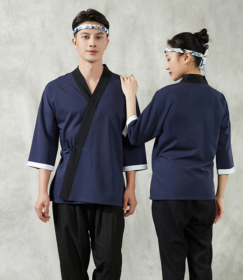 

Unisex Cuisine Sushi Restaurant Work Wear Chef Uniform Bakery Waiter Kimono Uniform Japanese Korea Style