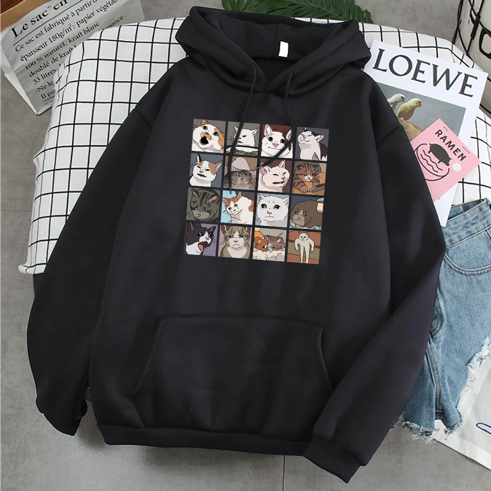 Мужская Флисовая Толстовка с капюшоном и принтом кошек | одежда