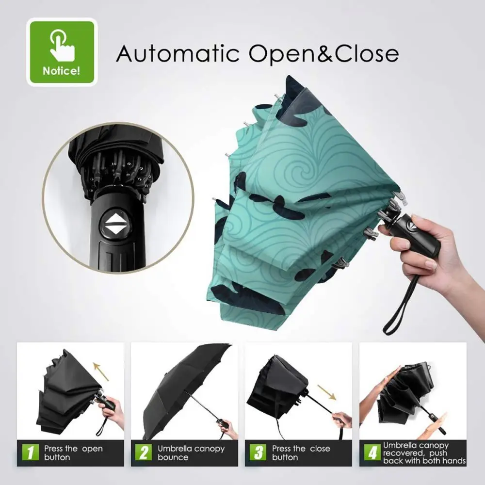 Miglior Ombrello Automatico Da Pioggia Per Donna Ombrello A Tre Pieghe Ocean Banner Con Tartaruga Marina Ombrello Antivento Ombrello Impermeabile Femminile