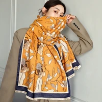 2021 art printing autumn and winter new warm scarf womens dual use thickened student bib air conditioned room shawl outside