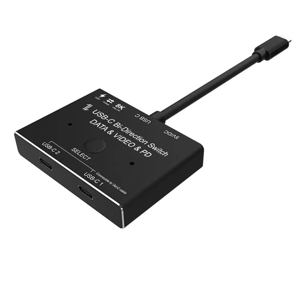 

Двухсторонний переключатель USB C, 1x2/2x1, USB 3,1, переключатель для передачи данных и видео, 8K, 30 Гц, PD-Сплиттер, 100 Вт, для ПК, монитора, стандарта, с ...
