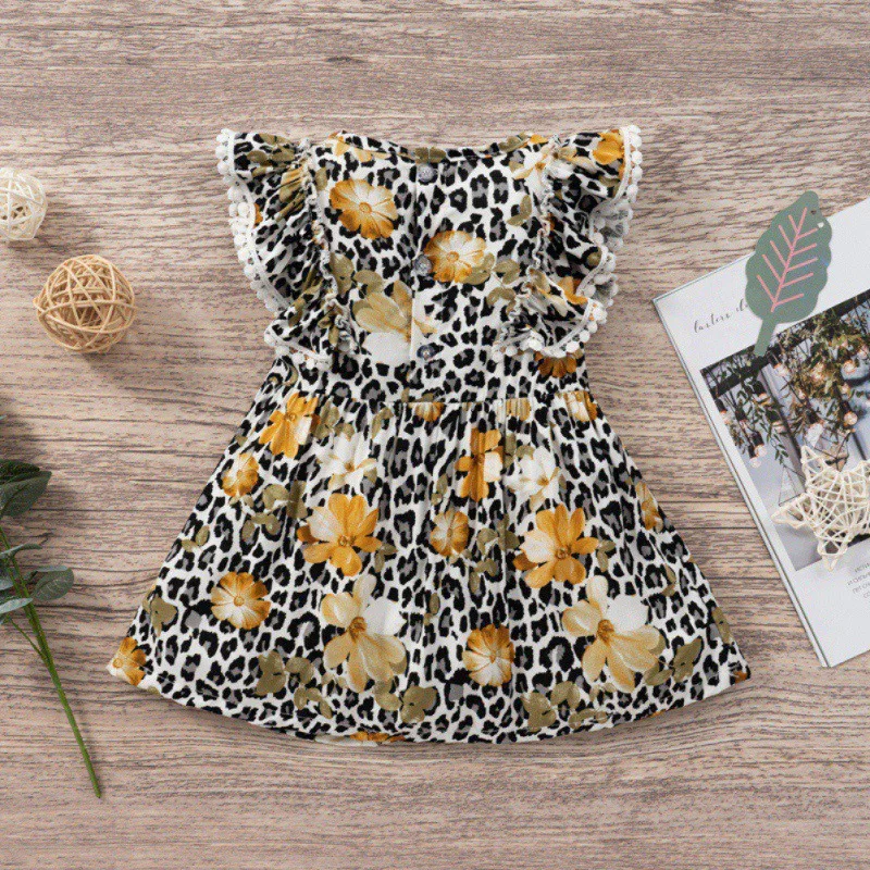 

Female Baby Fashion Casual Printed Dress Cute girl print dress girl casual dress for summer soft and breathable harmless