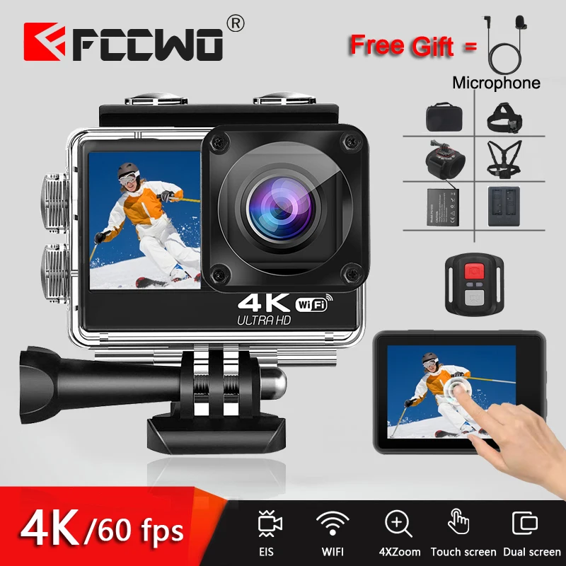 H11 Action Camera 4K 60FPS 20MP 2.0 Touch LCD EIS Dual Screen WiFi Waterproof Remote Control 4X Zoom Helmet Sports Came