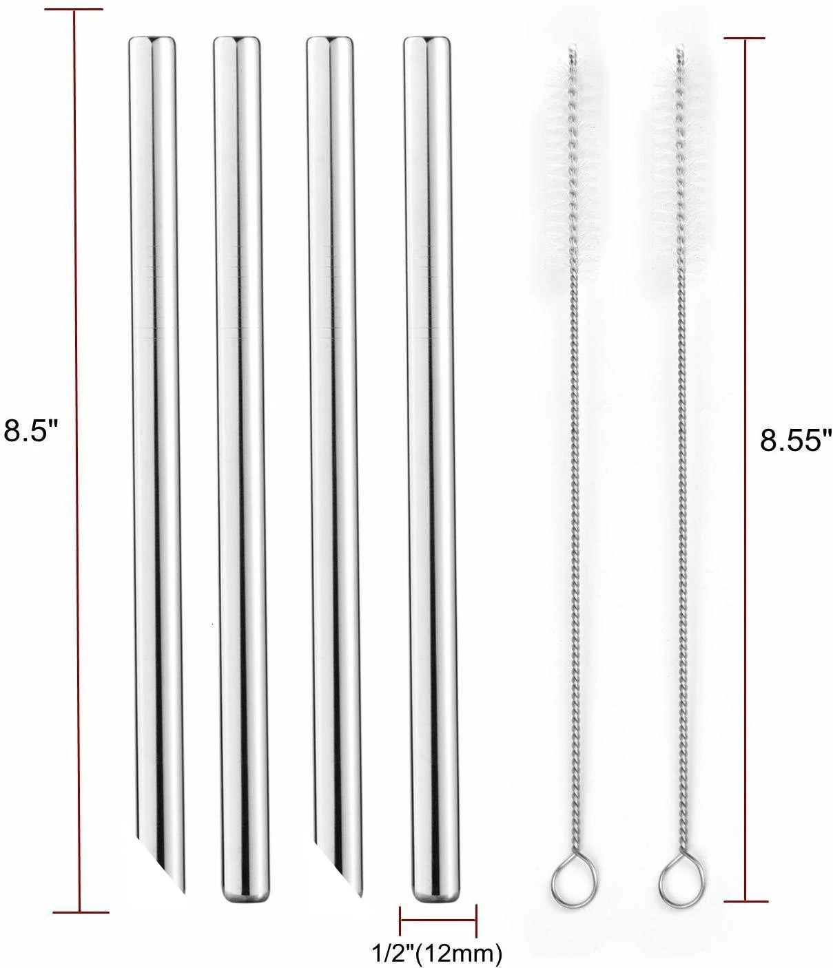 Металлическая соломинка для чая Boba очень широкие многоразовые трубочки из