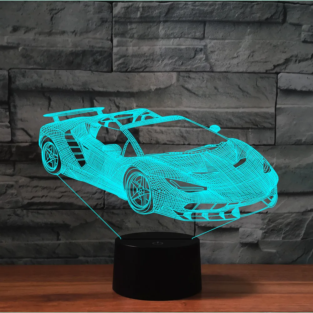[Семь Неоновые] автомобиля растворная ёмкость акрил 7 Цвета 3D настольная лампа