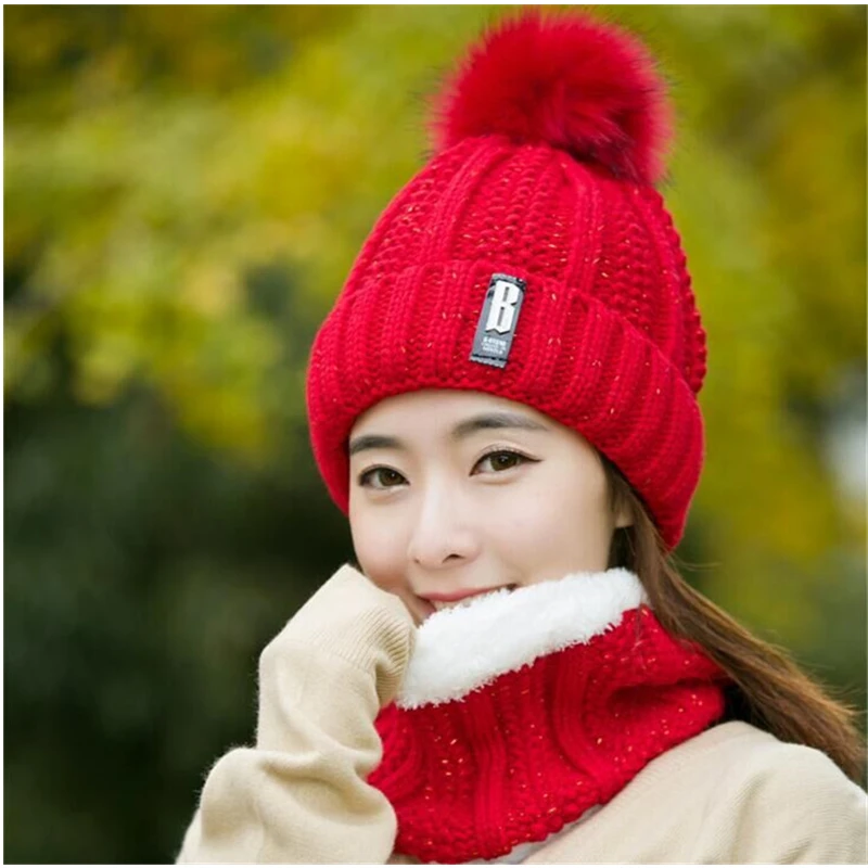 Женская зимняя шапка и шарф Tsuretobe комплект из 2 предметов теплые вязаные шапки для