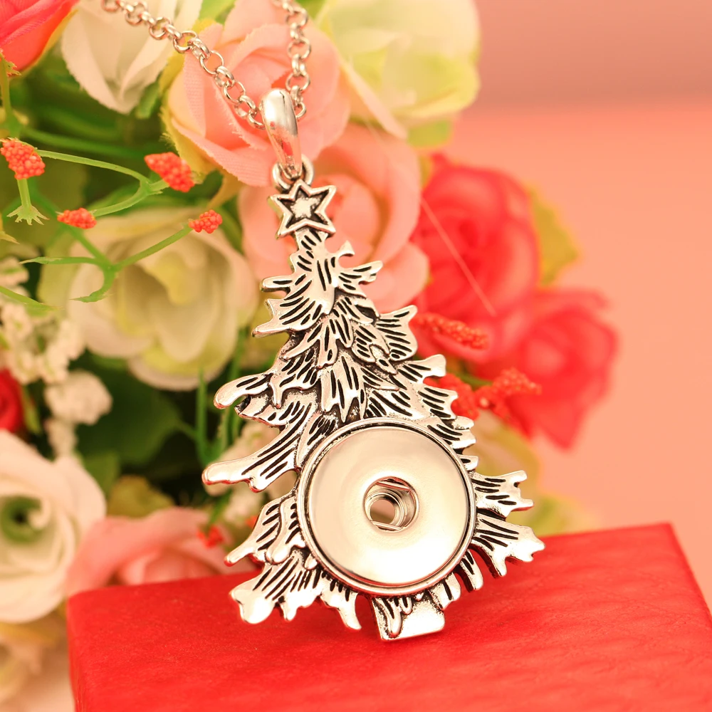 Новое ювелирное ожерелье Рождественская елка крест снежинка цветок с кнопкой