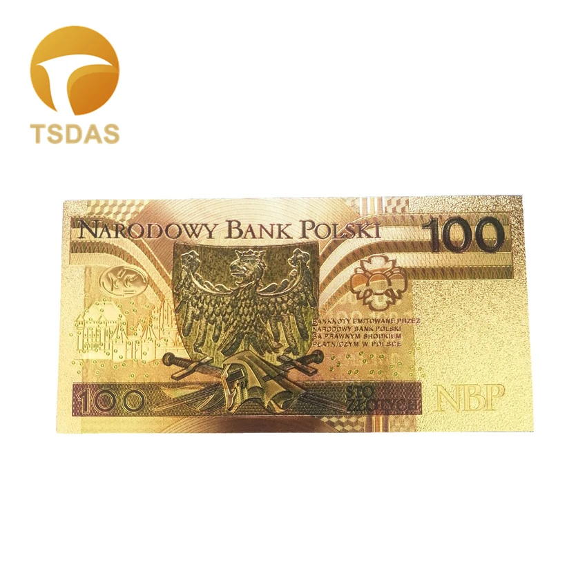 

Poland Gold Banknote Collection 100 Zlotych Gold Foil Banknote In 24k Gold Plated Fake Money Currency Bills