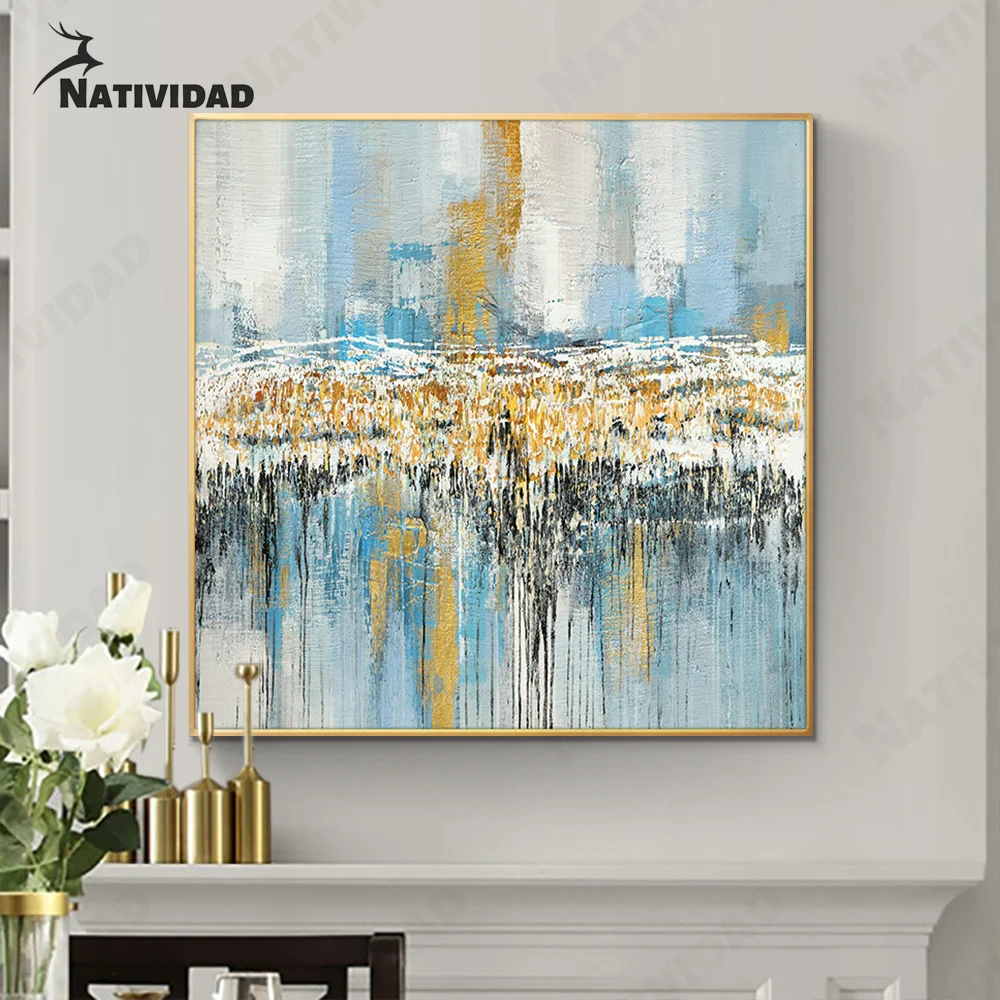 

Impression Color Red and Blue Graffiti Art Poster Abstract Natural Landscape Painting Living Room Home Posters On The Wall