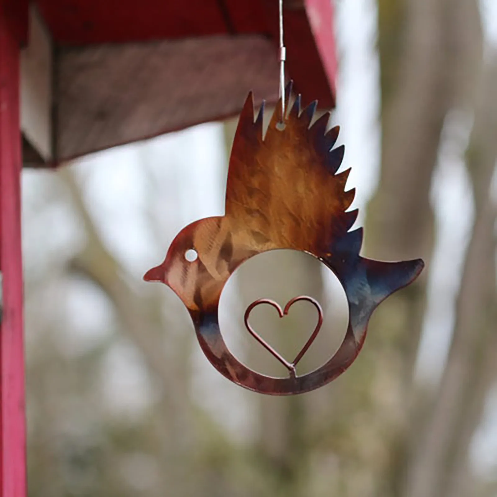 Wind Chimes Decoration Metal Art Home Iron Bird Heart-shaped Hollow Room Decor Indoor And Outdoor Decorations | Дом и сад
