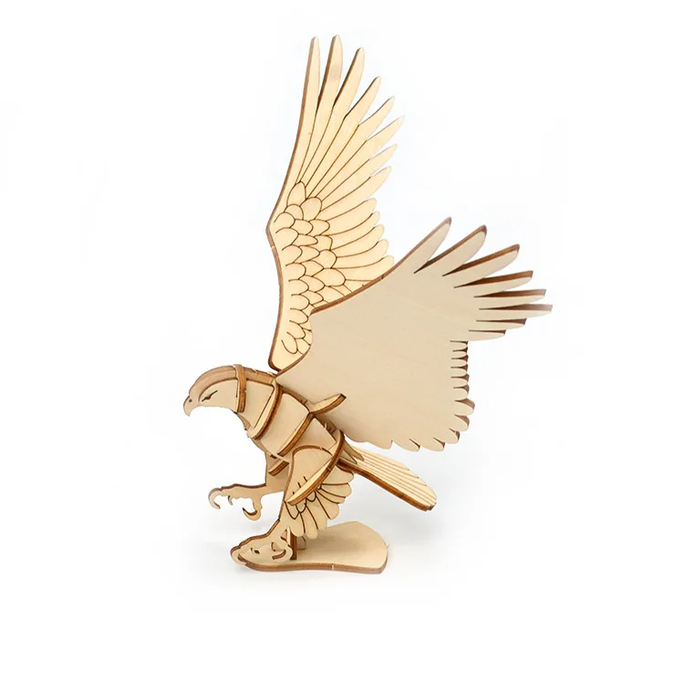 Лазерная резка птица Орел рыба кошка собака игрушки 3D деревянная головоломка
