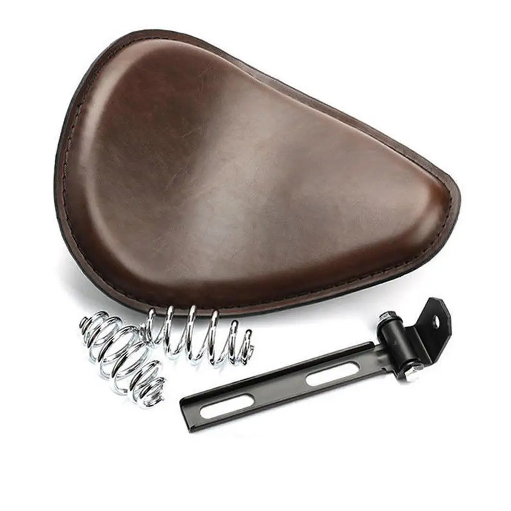 Мотоциклетное сиденье Bobber черное коричневое кожаное для Кафе Racer Solo 3 дюйма