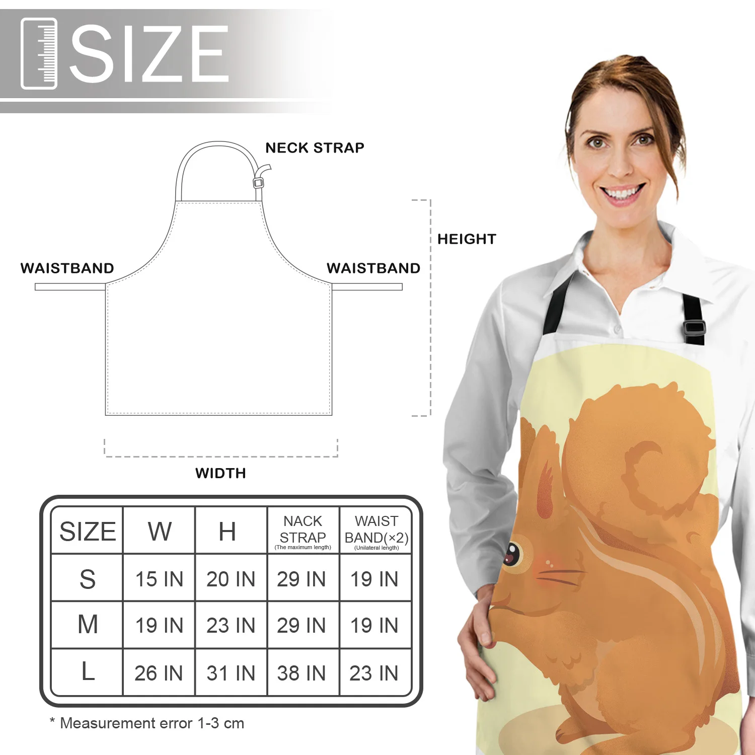 Tophome Кухонный Фартук с изображением мультяшной белки регулируемые фартуки из