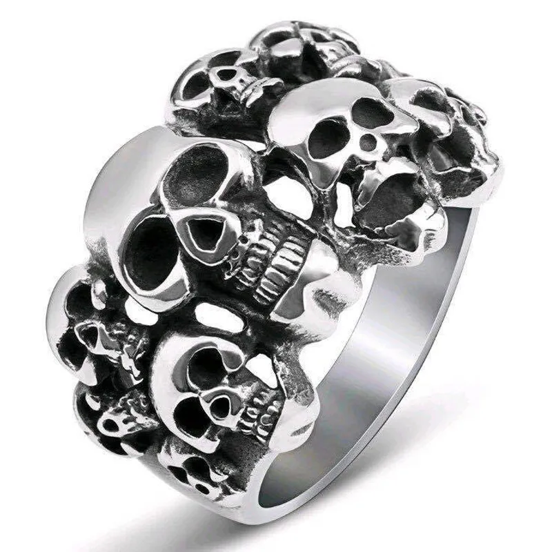 

Gothic Accessories Punk Vintage Titanium Steel Skull Ring Street Hip Hop Jewelry for Men Birthday Party Favors Anillos