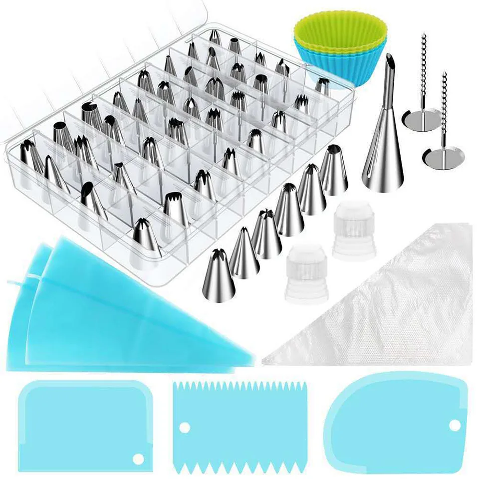 

66Pcs Cake Decorating Tools Kit Baking Supplies Set Cookie Cutter Piping Tips Frosting Pastry Bags Icing Spatula Scraper