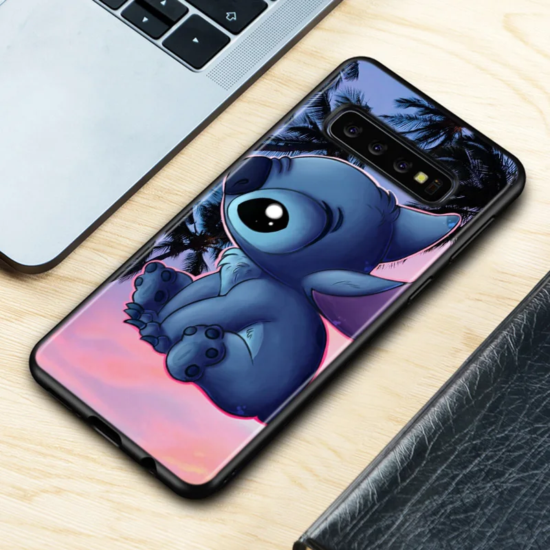 Disney Cartoon Animation Lilo Stitch For Samsung Galaxy S22 S21 S20 FE Ultra S10 Lite S9 S8 Plus S7 5G Silicone Black Phone Case