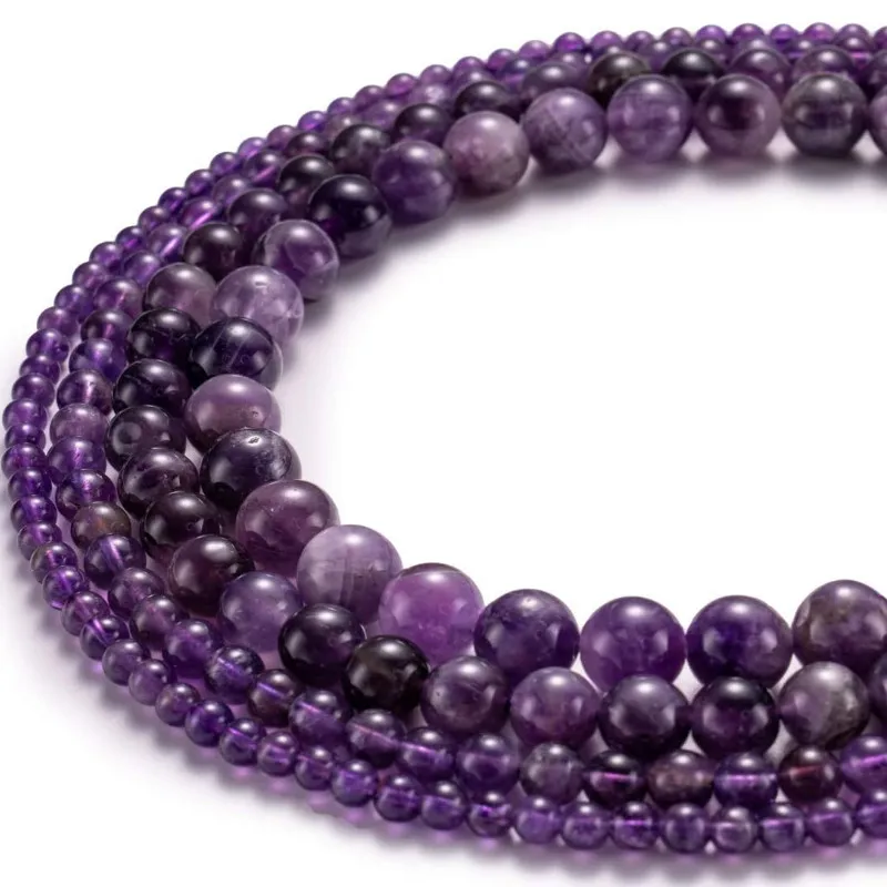Натуральные круглые Аметистовые бусины для изготовления ювелирных изделий 4/6/8/10
