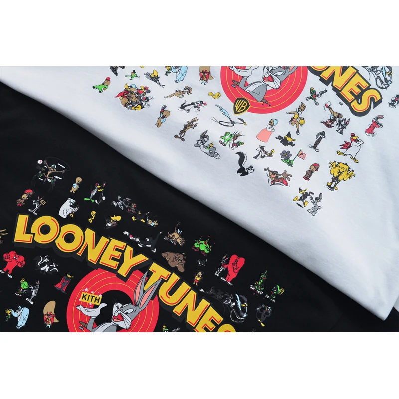 

White Kith Looney Tee 2021 Men Women 1:1 High Quality That's All Over Cartoon Comic KITH T-shirt Short Sleeve Cotton Tops