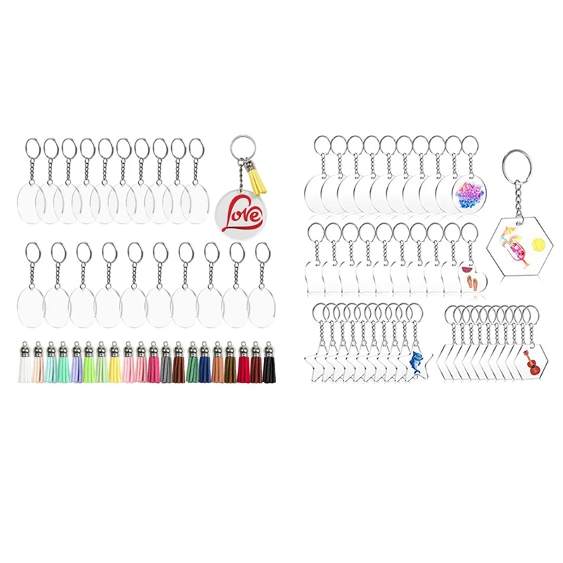

80Pcs Acrylic Transparent Circular Disc Key Chain Circular with 40Pcs Clear Keychain Blank Acrylic Blank Disc