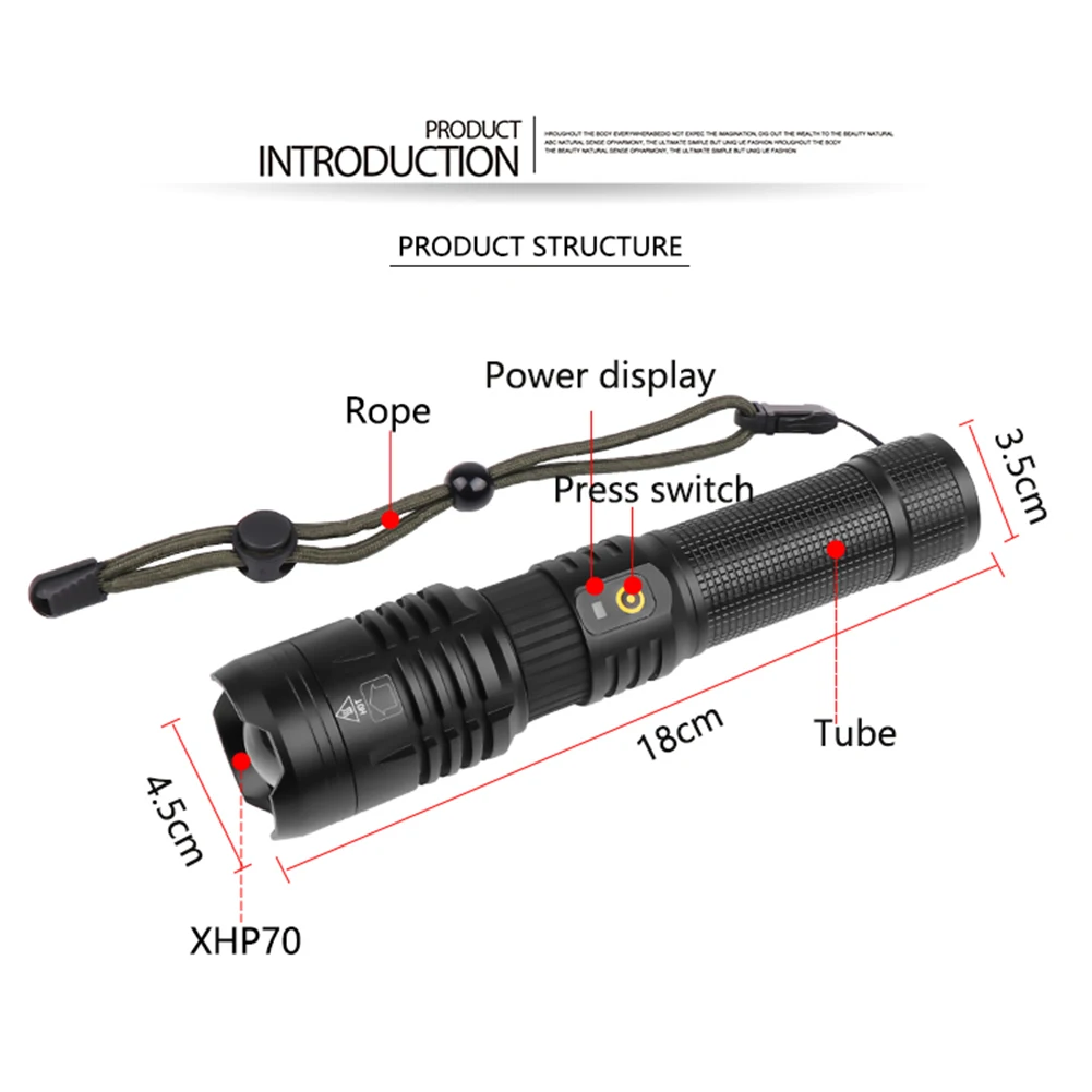 Водостойкие фонарики ультра яркие Масштабируемые телескопические прожекторы