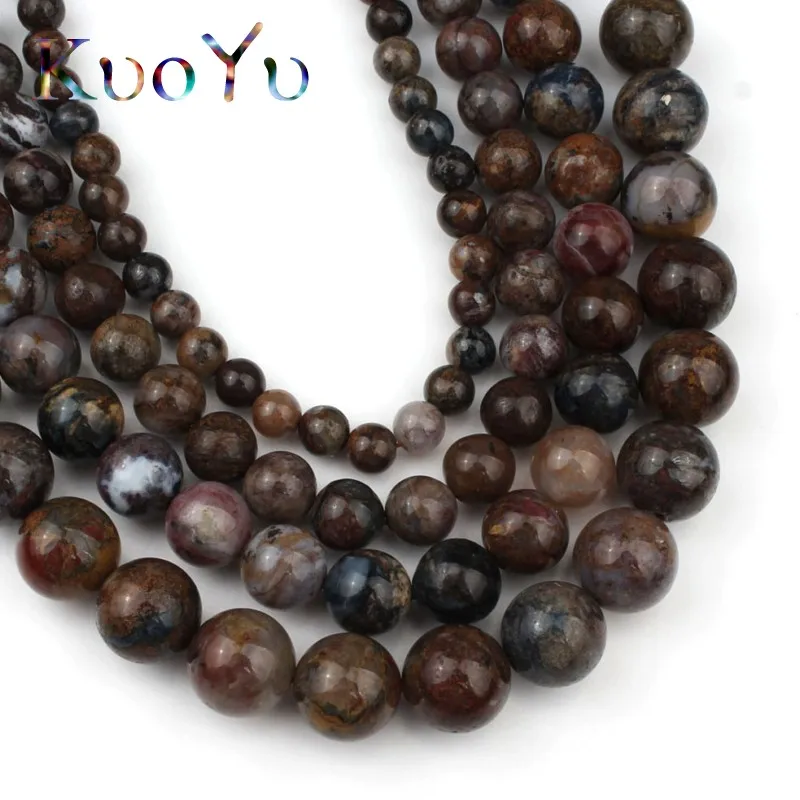 Natural Gem Brown Pietersite Stone Round Loose Spacer Bead For Jewelry Making 6/8/10/12MM Diy Bracelet Accessories 7.5"Inches