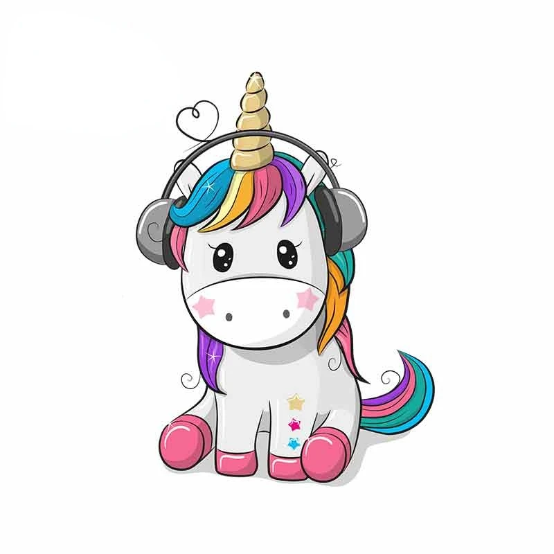 

Personality for Cute Unicorn Listening To Music Car Stickers DIY Stickers Car Accessories Personality Creative Decal 13cm*10cm