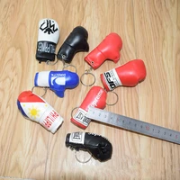 new leather boxing gloves keychain mini pvc fist sports logo keyring accessories gift souvenir man women bag car trinket
