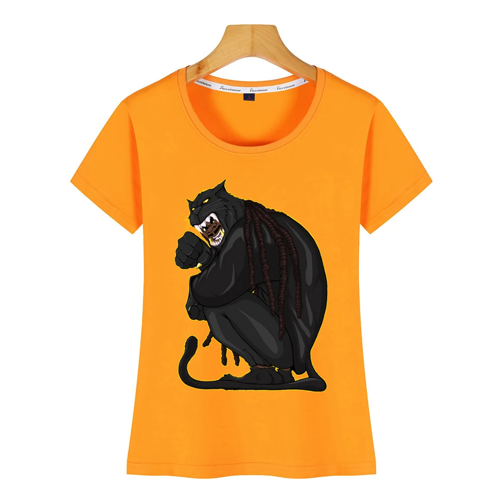 Топы Футболка женская пантера дизайн черный на заказ футболка | Женская одежда