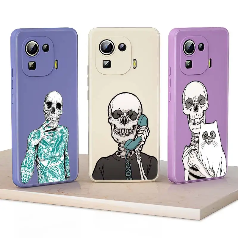 

Fashion skull For Xiaomi 11i 9SE 8SE 10T 10S 10i 10 9 11T 11 Ultra Pro Lite 5G Liquid Silicone Soft Phone Case Capa