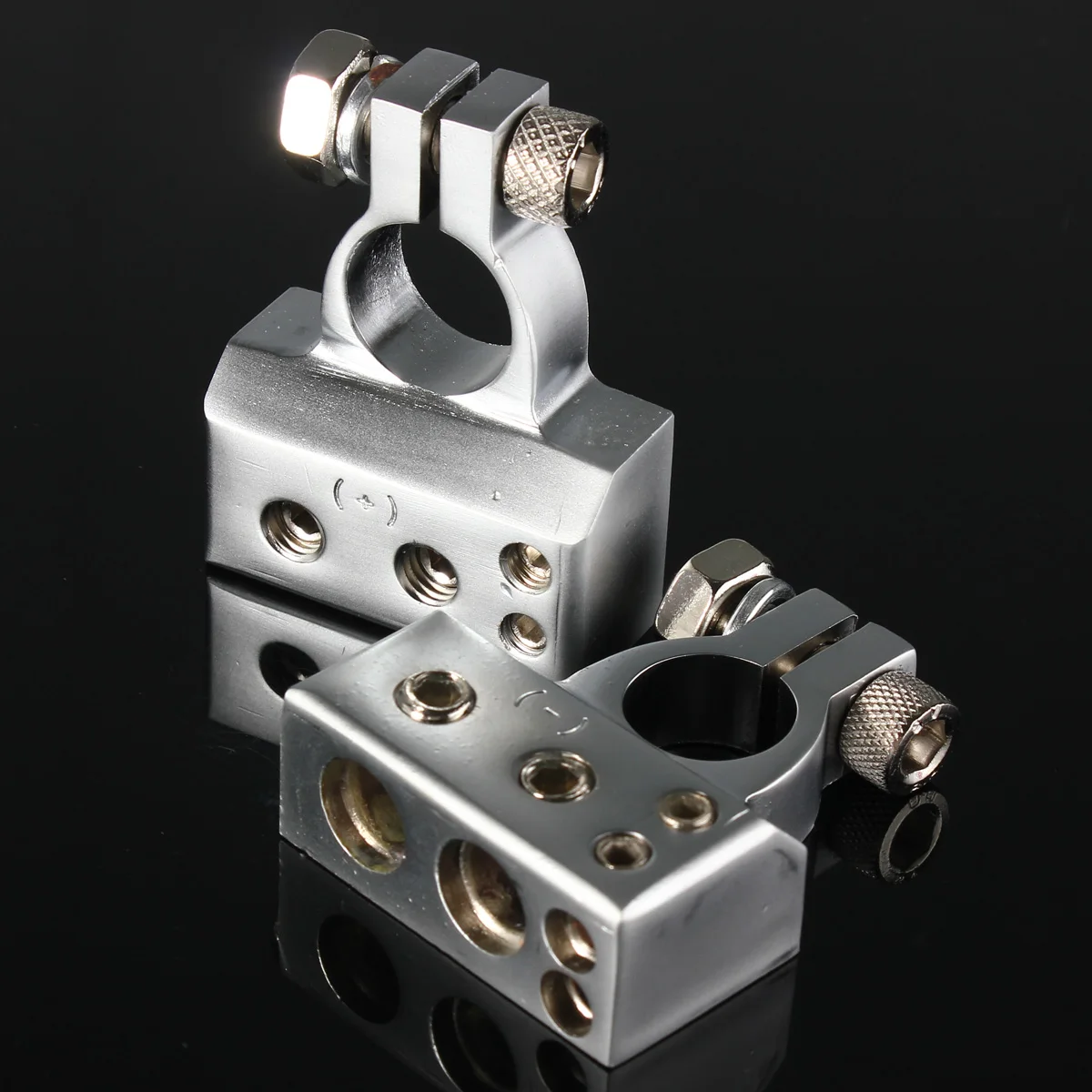 2 шт. серебряные клеммы автомобильного аккумулятора один положительный и