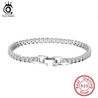 ORSA JEWELS 925 серебряный браслет для тенниса 3 мм циркониевая безопасная Пряжка из стерлингового серебра женские браслеты браслет Ювелирная цепочка SB92