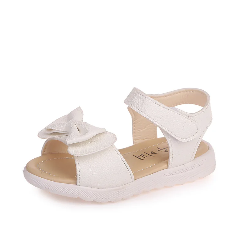 

Bow-tie Children Kids Sandals New Summer Girls Flat Shoes Baby Korean Party Princess Solid Color Shoes Soft Beach Sandals