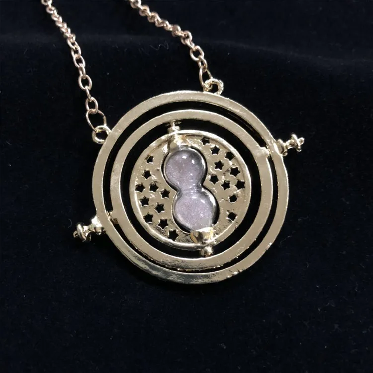 

Harri Potters Necklace Movie Time Turner Hourglass Necklace Six Phalanx Magic WandS Keychain Pendant Metal Figure Toy Key Ring