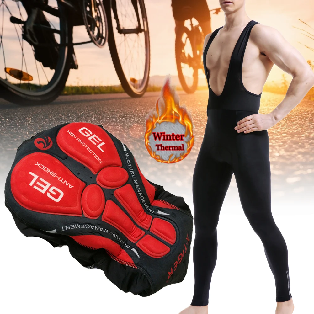 

5D Gel Pad Cycling Bib Trousers Winter Thermal Mountain Bike Pants Bicycle Long Tights Cycling Bib Pants Excellent Performance