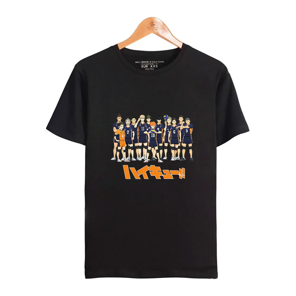 

Haikyuu Leisure 100% Cotton Tee Shirt Short Men T-Shirt Sleeve Hinata Karasuno Volleyball Kageyama T Shirts Round Neck