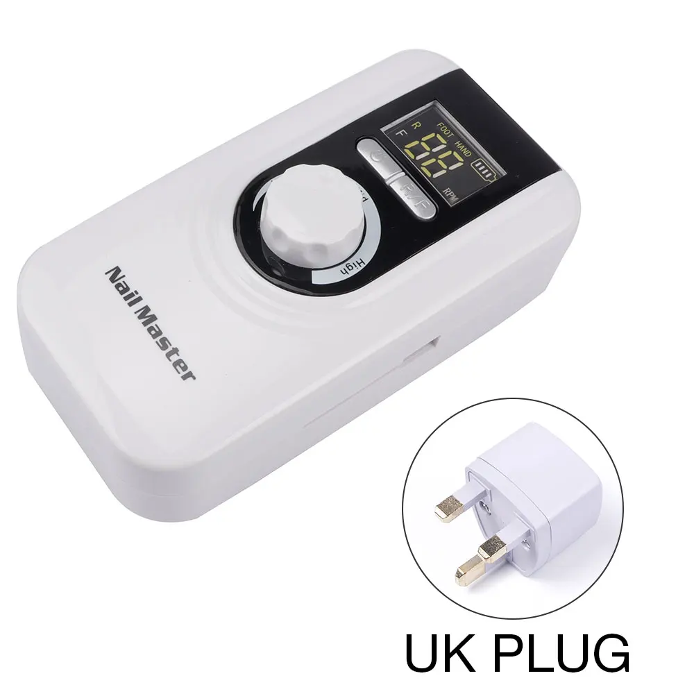 UK PLUG WHITE 35000RMP Rechagabl Pro электрическая дрель для ногтей маникюрный набор мельница резак все ногти искусство бит педикюр гель лак аксессуары - Цвет: UK PLUG WHITE